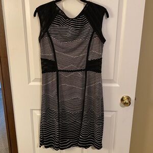 BCBG Max Azria black and white geometric and sheer dress 👗 Medium. Gorgeous!